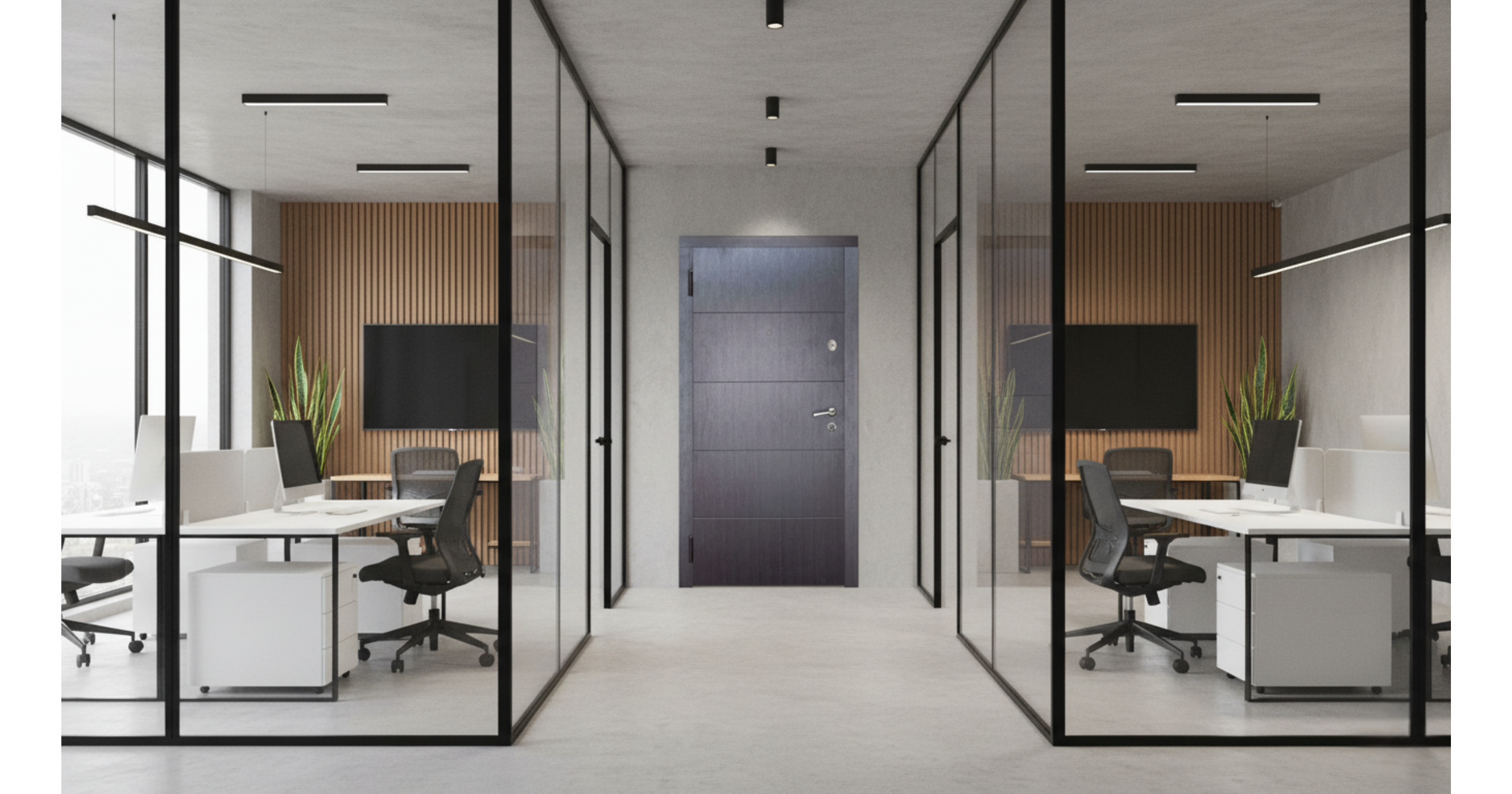 Moderan dizajn sigurnosnih vrata sa opšivkom u tamnom drvenom dekoru